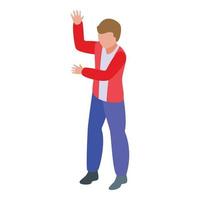 Dancing kid icon isometric vector. Cute fun vector