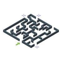 Labyrint risk icon isometric vector. Return management vector