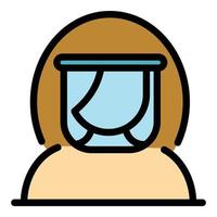 Woman face shield icon color outline vector