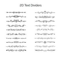 Set of hand drawn text dividers, line borders, vignettes. Elegant lines, borders, separators, page decor, or for making frames. Easily editable floral ornate design elements for web and prints vector