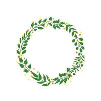 Hand drawn wreath made of twigs, frame for any prints, quote copy space. Simple romantic summer frame template. Modern bio, eco design vector