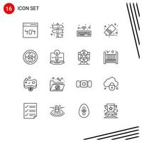 Outline Pack of 16 Universal Symbols of message business keyboard stationery remove Editable Vector Design Elements