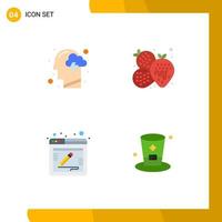 Modern Set of 4 Flat Icons and symbols such as cloud blog mind food feedback Editable Vector Design Elements