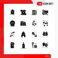 Set of 16 Modern UI Icons Symbols Signs for security camera letter sign chat Editable Vector Design Elements