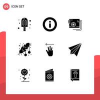 9 Universal Solid Glyphs Set for Web and Mobile Applications hand dot computer decoration ball Editable Vector Design Elements