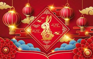 Chinese New Year Background with Water Rabbit vector