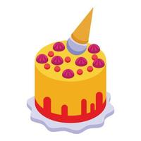 vector isométrico del icono de la fiesta de los niños de la torta. cumpleaños feliz