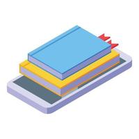 Phone bookstore icon isometric vector. Digital ebook vector