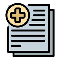 Dog medical papers icon color outline vector