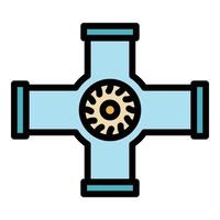 Builder cross pipe icon color outline vector