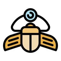 Ancient scarab beetle icon color outline vector
