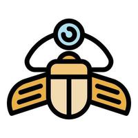 Ancient scarab beetle icon color outline vector