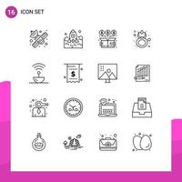 Group of 16 Modern Outlines Set for eight online startup money buy Editable Vector Design Elements