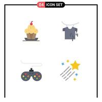 Set of 4 Vector Flat Icons on Grid for cake device sweet drying joystick Editable Vector Design Elements