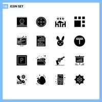 User Interface Pack of 16 Basic Solid Glyphs of design tools image target frame dinner Editable Vector Design Elements