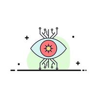 Infrastructure monitoring surveillance vision eye Flat Color Icon Vector