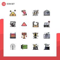 Mobile Interface Flat Color Filled Line Set of 16 Pictograms of presentation graph currency book bulb Editable Creative Vector Design Elements