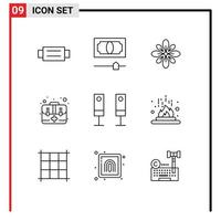 9 User Interface Outline Pack of modern Signs and Symbols of appliances first decorate emergency holi Editable Vector Design Elements