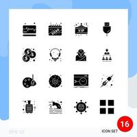 16 iconos creativos signos y símbolos modernos de monedas productos de tablero de tecnología electrónica elementos de diseño vectorial editables vector