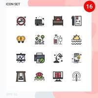 Group of 16 Flat Color Filled Lines Signs and Symbols for html develop bed coding interior Editable Creative Vector Design Elements