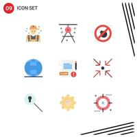 Group of 9 Modern Flat Colors Set for medical security drafting internet place Editable Vector Design Elements