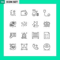 paquete de iconos de vector de stock de 16 signos y símbolos de línea para dispositivos de poción de hardware de conversación conectados elementos de diseño de vector editables