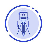 Laser Building Construction Level Tool Blue Dotted Line Line Icon vector