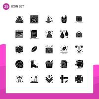 Group of 25 Modern Solid Glyphs Set for application rabbit candle face animal Editable Vector Design Elements