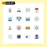 16 Flat Color concept for Websites Mobile and Apps server poison game mushroom amanita Editable Pack of Creative Vector Design Elements