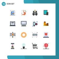 conjunto de 16 iconos de interfaz de usuario modernos signos de símbolos para navegador tableta binoculares teléfono inteligente móvil paquete editable de elementos creativos de diseño de vectores