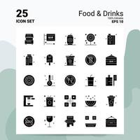 25 Food Drinks Icon Set 100 Editable EPS 10 Files Business Logo Concept Ideas Solid Glyph icon design vector