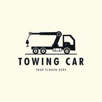 towing car vintage style logo vector icon illustration template design