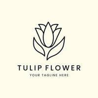 tulip flower line art style logo vector template illustration design