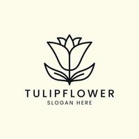 vector tulip flower line art style logo minimalist template illustration design