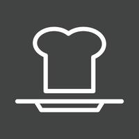 sombrero de chef y línea de plato icono invertido vector