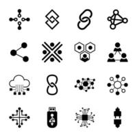 Atomic Structures and Connections Glyph Icons vector