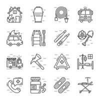 Bundle of Emergency Services Line Icons vector