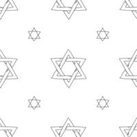 Seamless black and white pattern with a star of David. Vector illustration hand-drawn