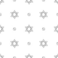 Seamless black and white pattern with a star of David. Vector illustration hand-drawn