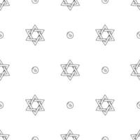 Seamless black and white pattern with a star of David. Vector illustration hand-drawn