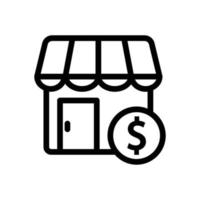 ilustración de icono de línea de tienda con dólar. adecuado para el icono de compras. icono relacionado con el comercio electrónico. diseño vectorial simple editable. píxel perfecto a 32 x 32 vector