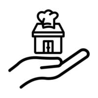 ilustración del icono del restaurante con la mano. estilo de icono de línea. adecuado para el icono del restaurante. icono relacionado con el comercio electrónico. diseño vectorial simple editable. píxel perfecto a 32 x 32 vector