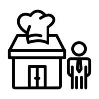 ilustración de icono de restaurante con personas. estilo de icono de línea. adecuado para el icono del restaurante. icono relacionado con el comercio electrónico. diseño vectorial simple editable. píxel perfecto a 32 x 32 vector