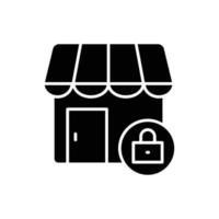 Store icon illustration with padlock. glyph icon style. suitable for locked store icon. icon related to e-commerce. Simple vector design editable. Pixel perfect at 32 x 32