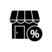 Store icon illustration with Percent. glyph icon style. suitable for discount. icon related to e-commerce. Simple vector design editable. Pixel perfect at 32 x 32