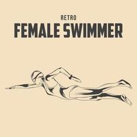 Retro Female Swimmer Vector Stock Illustration