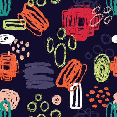 Trendy Abstract Hand Drawn Brush Seamless Pattern