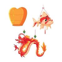 Set of chinese lanterns vector