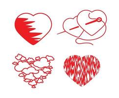 Set of Fancy Red Hearts vector