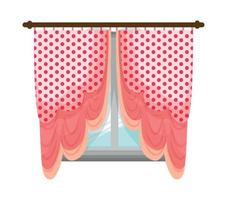 Vector illustration of window with curtain